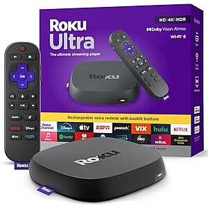 Roku Ultra 4K Streaming Player (2024 Model) + Earn 15% w/ Prime Visa $60 + Free Shipping