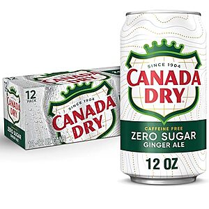 12-Pack 12-Oz Canada Dry Zero Sugar Ginger Ale Soda Soft Drink Beverage 3 for $14.75 w/ Subscribe & Save
