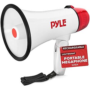 $11.99* | Pyle Pro PMP20 20W Megaphone Bullhorn w/ Siren (White) at Amazon
