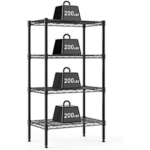 $27.97* | 47" Dumos 4-Tier Adjustable Metal Wire Storage Shelves (Black) at Amazon