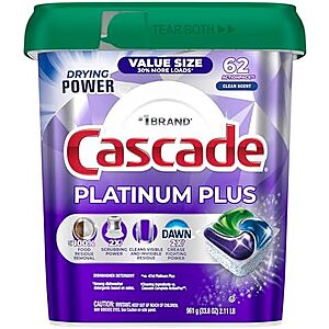 [SnS, AC] $15.75* | 62-Count Cascade Platinum Plus Dishwasher Pods (Fresh) at Amazon