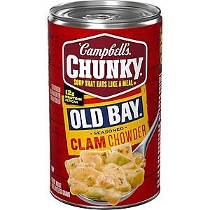 [SnS, AC] $4.60 | 3 &times; 18.8-Oz Campbell's Chunky Soup (Old Bay Seasoned Clam Chowder) ($1.54 each) at Amazon