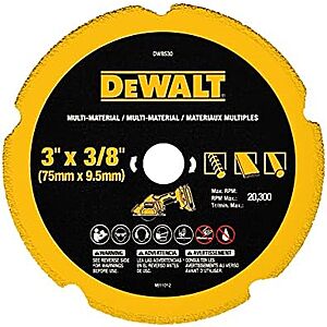 $8.97 | DEWALT Cut Off Wheel, 3", with Fine Finish, Ultra Sharp Carbide (DW8530) at Amazon