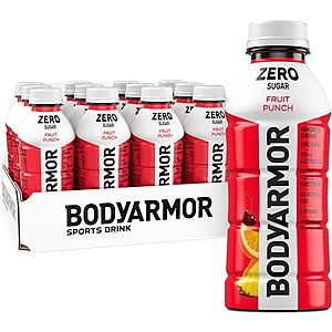 SnS,AC] $31.04 | 4 × 12-Pack 16-Oz BODYARMOR ZERO Sugar Sports Drink (Fruit Punch) ($7.76 each) at Amazon (64.7￠ each