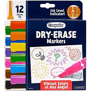 12-Count Crayola Dry-Erase Whiteboard Markers (Chisel Tip) $7.70