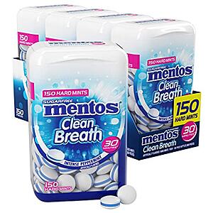 [SnS, AC] $17.96* | 2 × 4-Pack 150-Count Mentos Clean Breath Sugarfree Hard Mint (Intense Peppermint) ($8.98 each) at Amazon