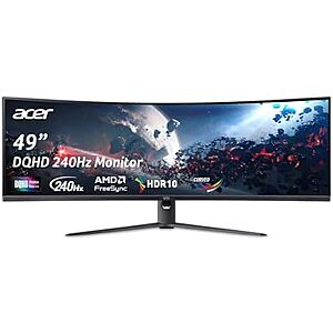 $599.99 | 49″ acer Acer Nitro 49” Gaming Monitor UltraWide DQHD 5120 x 1440, 1000R 32:9 Curved, 240Hz, 3ms at Amazon