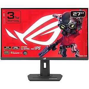 $242.35 | 27″ ASUS ROG Strix 1440P USB-C HDR Gaming Monitor, 270Hz, 1ms, Fast IPS (XG27ACMG) at Amazon