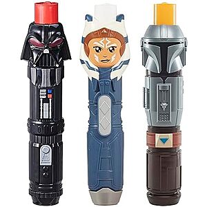 $8.49 | 3-Pack Star Wars Lightsaber Squad Toys (The Mandalorian, Ahsoka, & Darth Vader) at Amazon