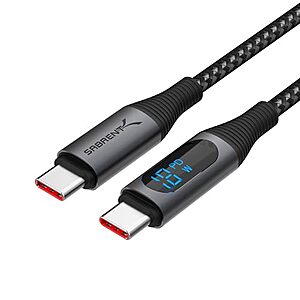 $9.09* | 3.3′ Sabrent 100W USB-C Charging Cable w/ Smart Display at Amazon