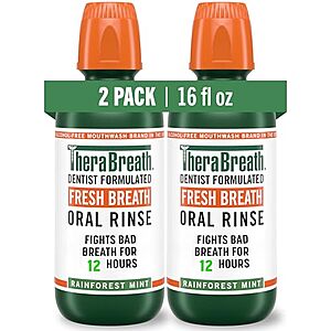 [SnS, AC] $10.73* | 2-Pack 16-Oz TheraBreath Fresh Breath Mouthwash (Rainforest Mint) at Amazon