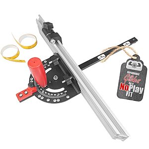 $59.43 | Peachtree Woodworking Supply Fulton Miter Gauge 2000 SE HDF NoPlay Expandable Glides Steel Miter Bar for 3/4" x 3/8", Aluminum Dual 45 Degree at Amazon
