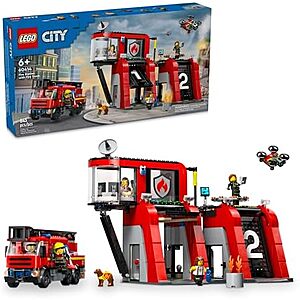 $63.95 | 843-Piece LEGO City: Fire - Fire Station with Fire Truck (60414, 2024) at Amazon