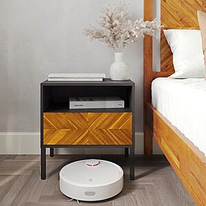 $101.99 | Bme Vivian Solid Wood Nightstand, Rustic Golden Brown and Black at Amazon