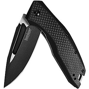 $30 | Kershaw Flourish Pocket Knife 3.5-Inch Blackwash Clip Point Blade with Black Carbon Fiber Handle at Amazon