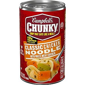 [SnS, AC] $4.64 | 3 × 18.6-Oz Campbell's Chunky Soup (Classic Chicken Noodle) ($1.55 each) at Amazon