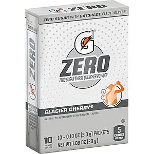 $1.98 | 10-Pack Gatorade G Zero Powder Packets (Glacier Cherry) at Amazon