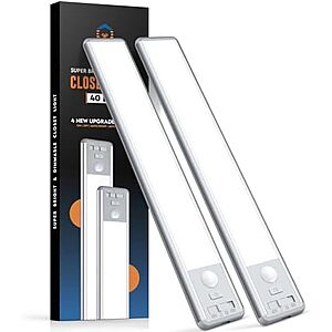 $9.21* | 2-Pack 10" BLS Rechargeable USB-C Magnetic Motion Sensor Under Cabinet Lights at Amazon