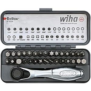 $22.98* | 32-Piece Wiha GoBox Standard Bit Set with Mini Ratchet (74984) at Amazon