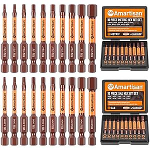 [AC] $8.49* | 20-Pc Amartisan Metric & SAE Hex Head Allen Wrench Drill Bit Set w/ Storage Box at Amazon