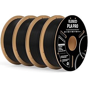 4-pk 1-kg ELEGOO PLA PRO 1.75mm Filament (Black) $41.55 & More + Free S&H