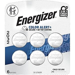 6ct Energizer CR2032 3V Lithium Coin Batteries $5.55 w/ S&S