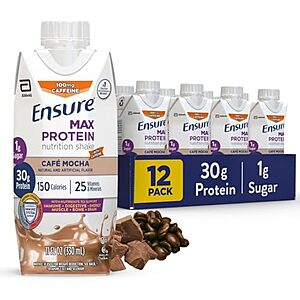 12-pk 11-oz Ensure Max Protein Nutrition Shake (Cafe Mocha) $15.85 w/ S&S