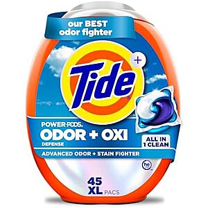 45-Ct Tide Power PODS Laundry Detergent Pacs (Odor Defense + Oxi) 4 for $44.50 + Free S&H