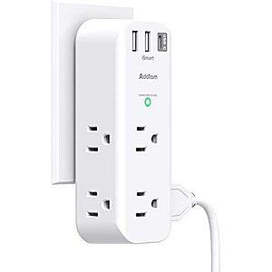 Prime Members: 6-Oulet Addtam 15A Outlet Extender w/ 1800J Surge & USB $7 + Free S&H