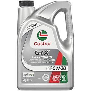 5-Qt Castrol GTX Full Synthetic 0W-20 Motor Oil $19.35 w/ S&S