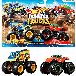2-Pk Hot Wheels Monster Trucks Demolition Doubles Toy Die-Cast Vehicles $4.90 