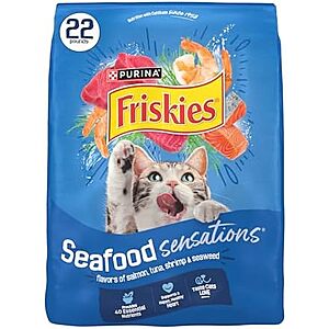 Select Accounts: 22-lbs Purina Friskies Dry Cat Food (Seafood Sensations) $12.15 w/ S&S