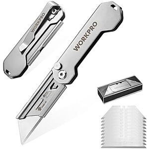 [Prime] $9.98* | 2-Pack WORKPRO EDC Folding Utility Knife w/ Belt Clip & 10 Blades at Amazon