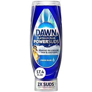 17.4-Oz Dawn Platinum Plus PowerSuds Liquid Dish Soap (Fresh Rain) $2.75 w/ S&S