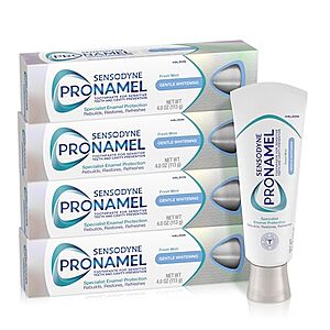 Select Accts: 4-Pk 4-Oz Sensodyne Pronamel Gentle Teeth Whitening Toothpaste $13.65 w/ S&S