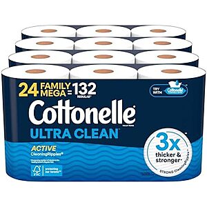 24-Pk Cottonelle Toilet Paper Family Mega Rolls (Ultra Clean or Ultra Comfort) $20.05 w/ S&S