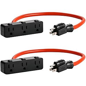 $6.44* | 2-Pack 2' KMC 3-Outlet Power Extension Cord at Amazon