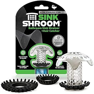 [AC] $6.99 | SinkShroom Ultra Revolutionary Bathroom Sink Drain Protector, Stainless Steel at Amazon