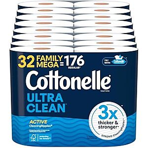 Select Accounts: 32-Pk Cottonelle 1-Ply Toilet Paper Family Mega Rolls $22.60 w/ S&S
