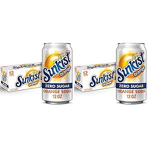 2-Pk 12-Ct 12-Oz Sunkist Zero Sugar Orange Soda