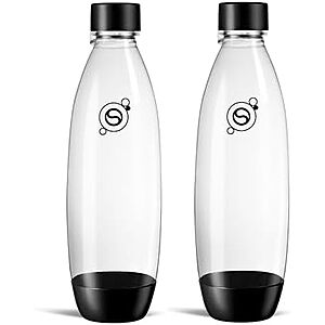 2-Pack 1L sodastream Dishwasher Safe Slim Bottle (Black) .55 w/ S&S