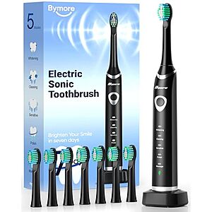 $11.19 | Bymore Electric Toothbrush for Adults, Black at Amazon