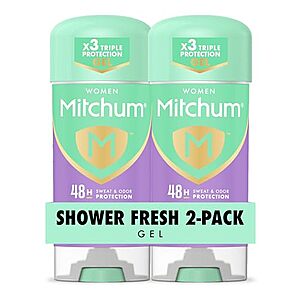 [SnS, AC] * | 2-Count 3.4-Oz Mitchum Women's Antiperspirant Deodorant (Shower Fresh) at Amazon ( each)