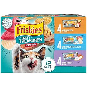 Select Accounts: 12-Pk 5.5-Oz Purina Friskies Gravy Wet Cat Food (Tasty Treasures) 2 for $12.10 w/ S&S