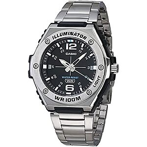 50.5mm Casio Men’s MWA100H Series Stainless Steel Analog Watch (Silver) + Free S&H