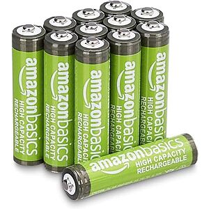 12-ct Amazon Basics Rechargeable AAA NiMH High-Capacity Batteries $6.45 w/ S&S