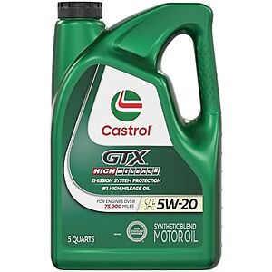 5-Qt Castrol GTX High Mileage 5W-20 Synthetic Blend Motor Oil w/ S&S