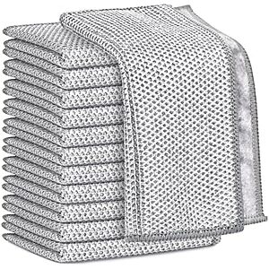 Prime Members: 12-Pk 7" x 8" AIDEA Non-Scratch Wire Dishcloth Cleaning Pads + Free S&H