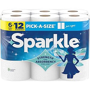 6-pk Sparkle Pick-A-Size Double Rolls Paper Towels $6.60 w/ S&S