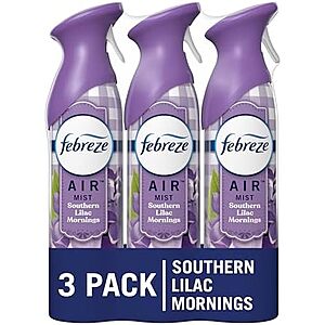 | 3-Pk 8.8-Oz Febreze Air Mist Freshener Spray (Lilac) at Amazon